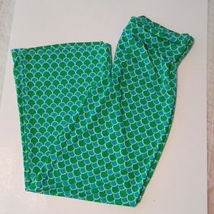 Turquoise & green fish scale mermaid wide leg pant